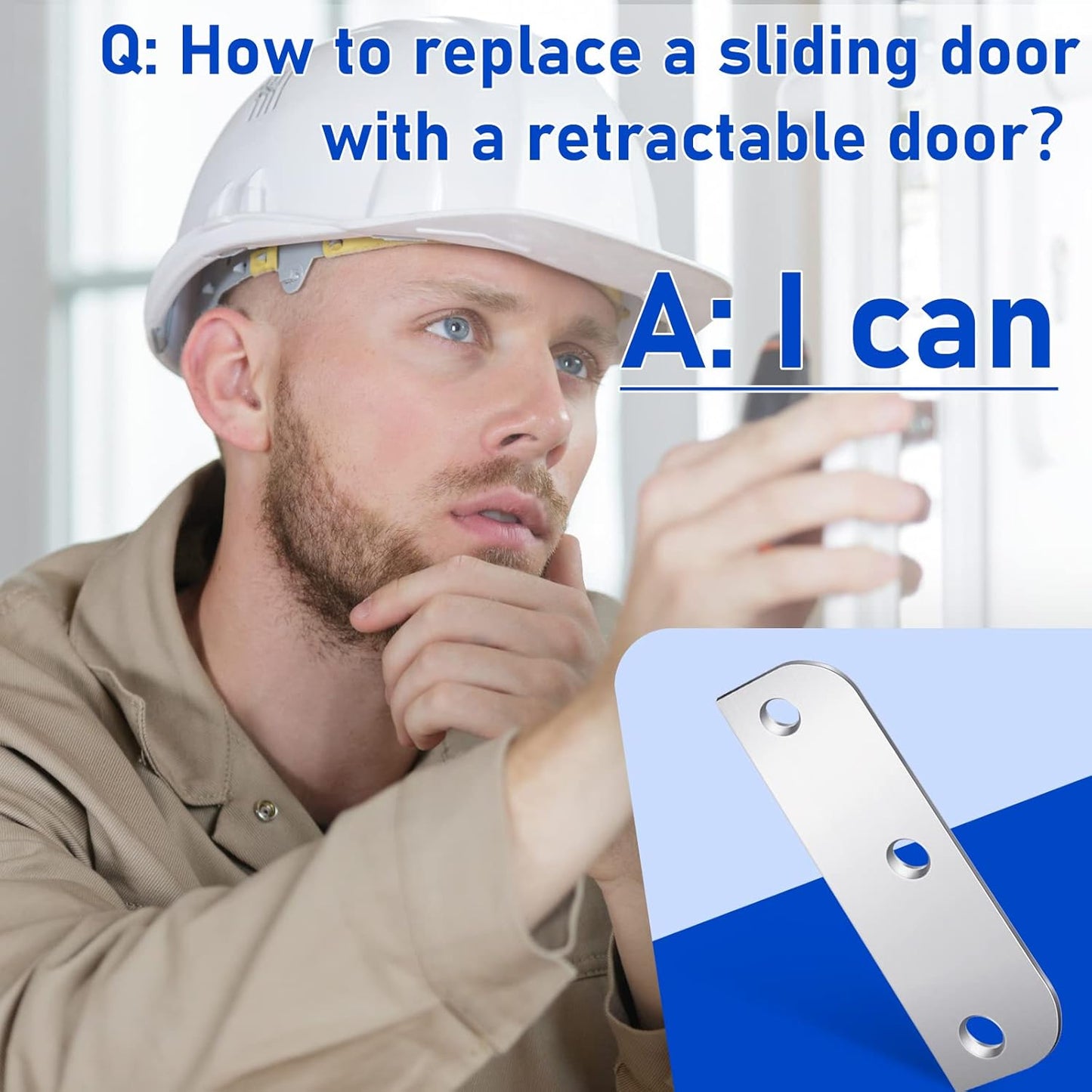 6 Pack Stainless Steel Door Hinge Filler Plates 3.5 Inch with Satin Chrome Finish and Matching Screws