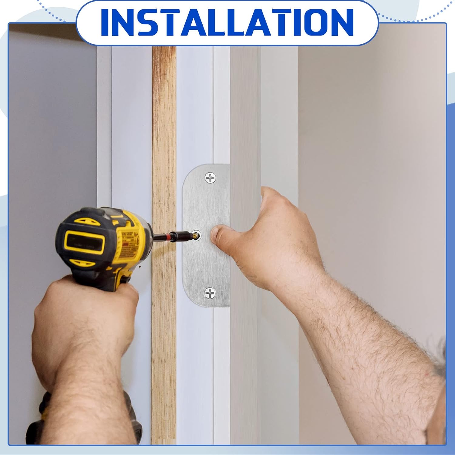 6 Pack Stainless Steel Door Hinge Filler Plates 3.5 Inch with Satin Chrome Finish and Matching Screws