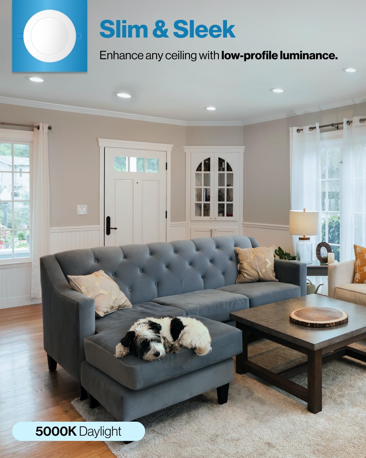 6-Pack Sunco Lighting 4 Inch Ultra Thin LED Recessed Ceiling Lights - 650 LM, 5000K Daylight, Dimmable, 10W=60W, 50000 Lifetime Hours - Slim Canless with Junction Box, ETL Listed