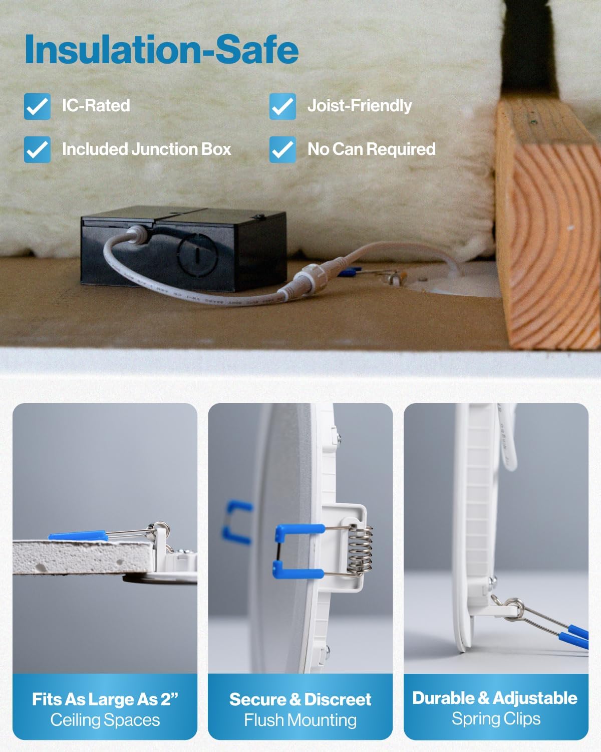 6-Pack Sunco Lighting 4 Inch Ultra Thin LED Recessed Ceiling Lights - 650 LM, 5000K Daylight, Dimmable, 10W=60W, 50000 Lifetime Hours - Slim Canless with Junction Box, ETL Listed