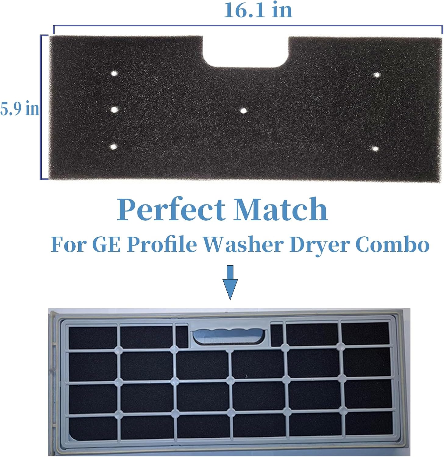 6-Pack Tanngronie WH01X35719 Foam Lint Filter for GE Profile Washer Dryer Combo Models PFQ97HSPVDS