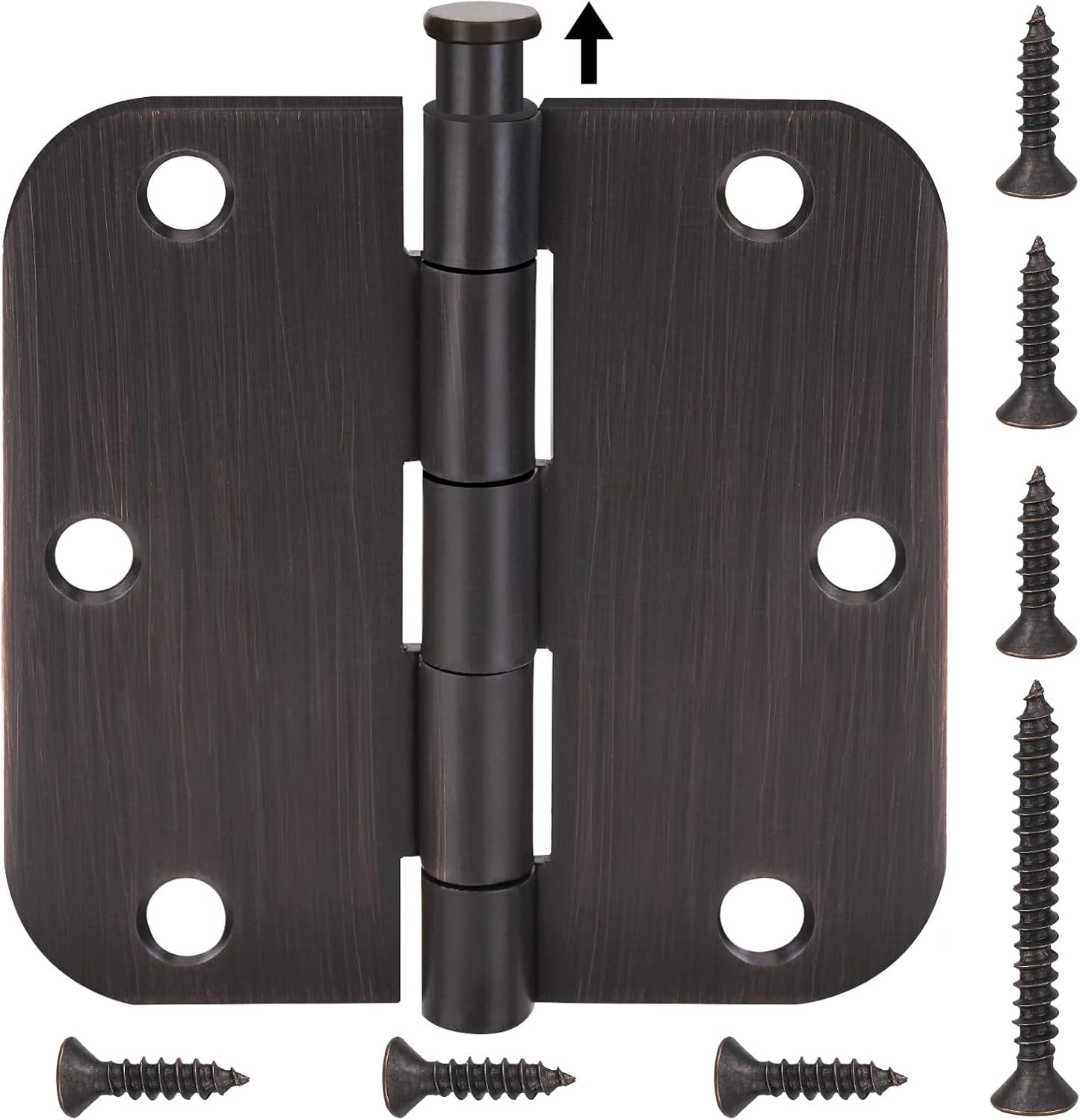 6-Pack TICONN 3.5 Inch Door Hinges with 5/8" Radius Corner for Iron Bifold Residential Doors - Oil Rubbed Bronze, 3-1/2 x 3-1/2 Inch Hardware Pack - WildKart