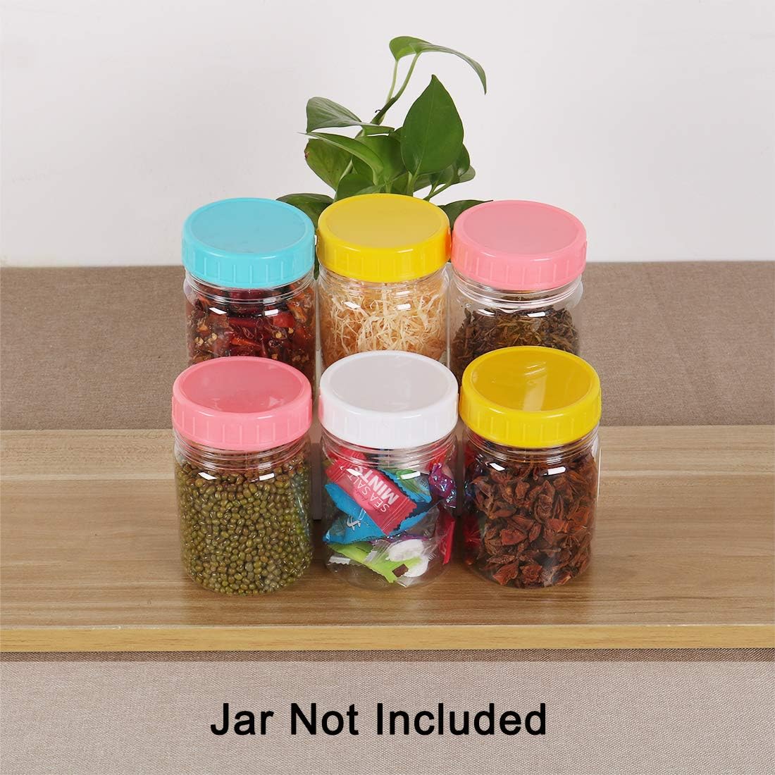 6 Pack Wide Mouth Mason Jar Lids - Colored Plastic Caps for Food Storage in Canning Jars by uxcell