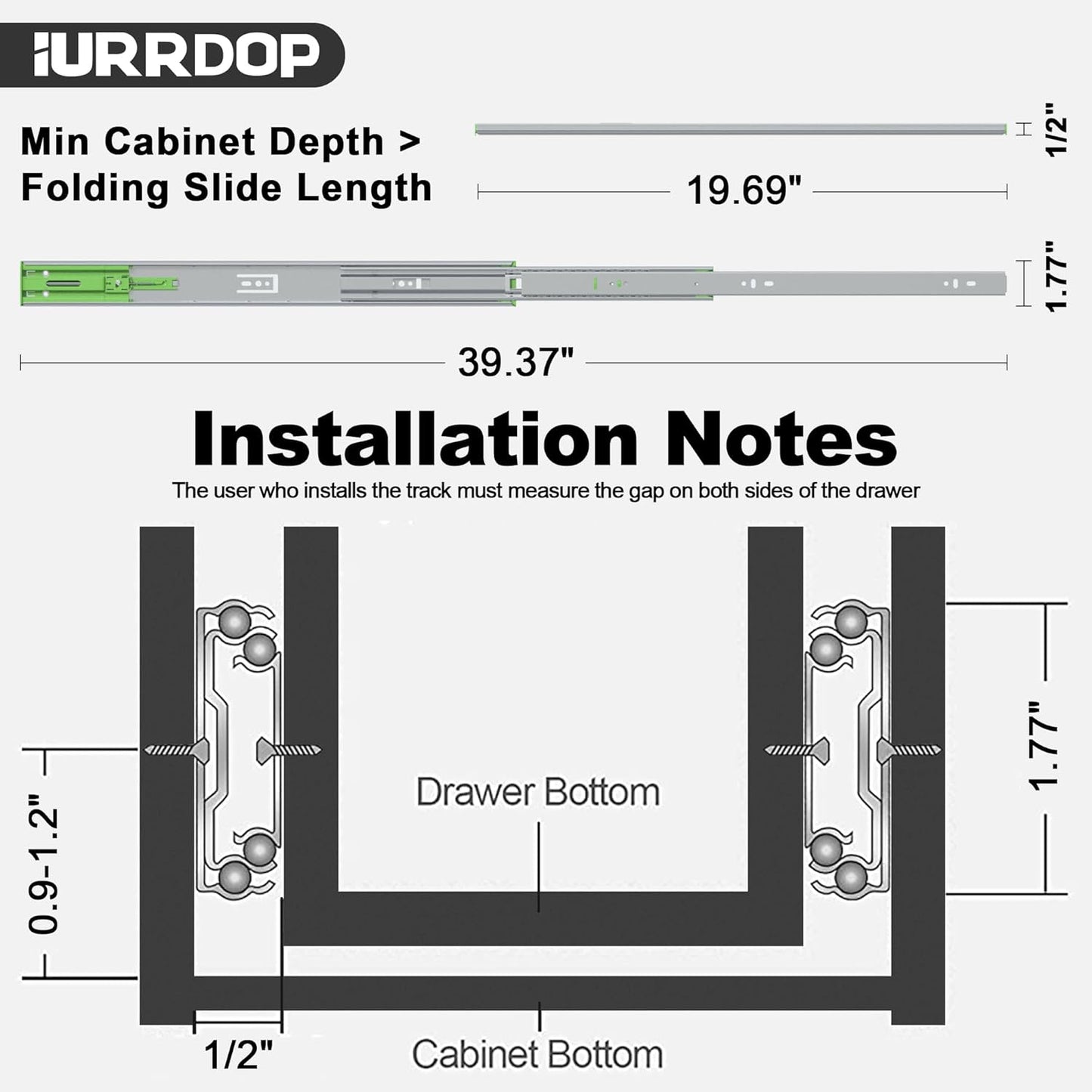 6 Pairs 20" Soft Close Drawer Slides Side Mount - Full Extension Ball Bearing Runners for Kitchen Cabinet & Tool Box