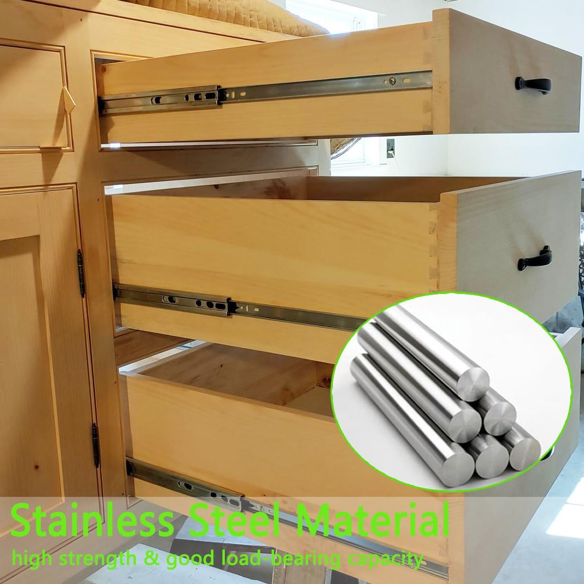 6 Pairs Coralov 16 inch Soft Close Full Extension Drawer Slides - Side Mount Rails for Smooth Operation and Storage Solutions