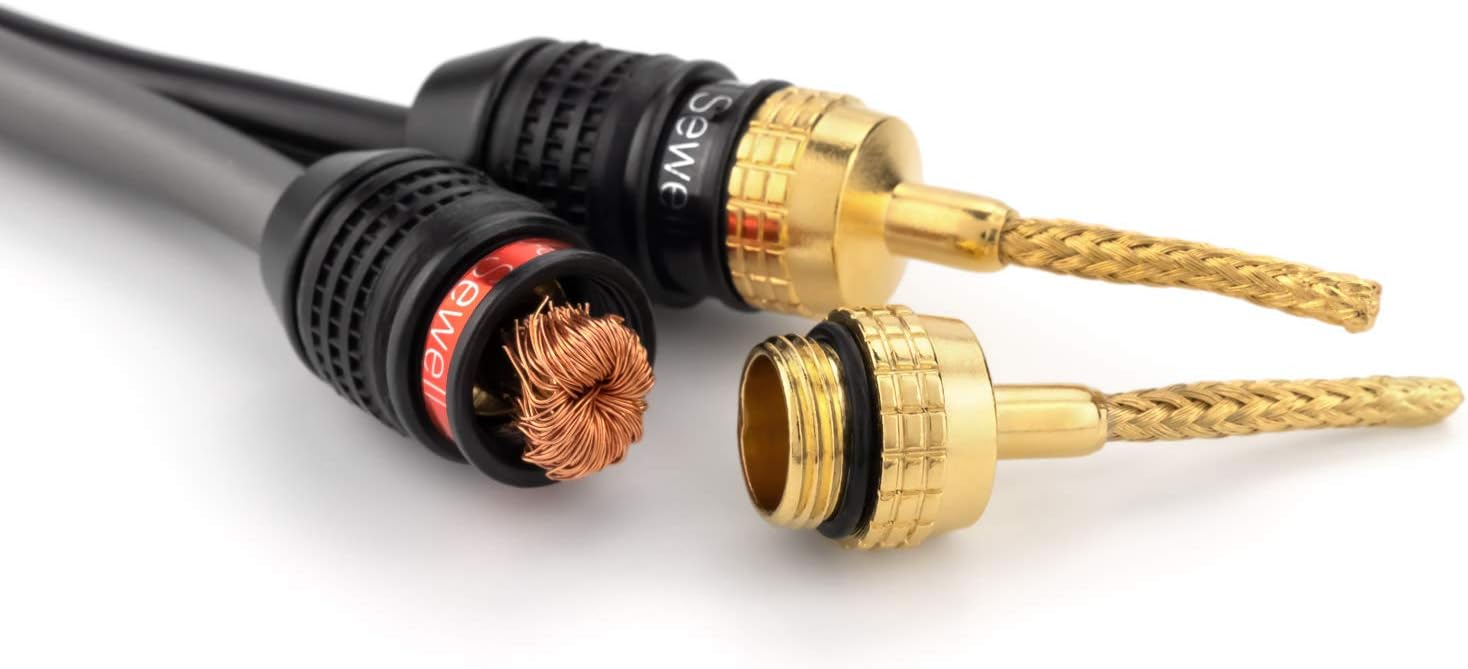 6 Pairs Gold Plated Sewell Deadbolt Flex Pin Banana Plugs for Spring Loaded Speaker Terminals