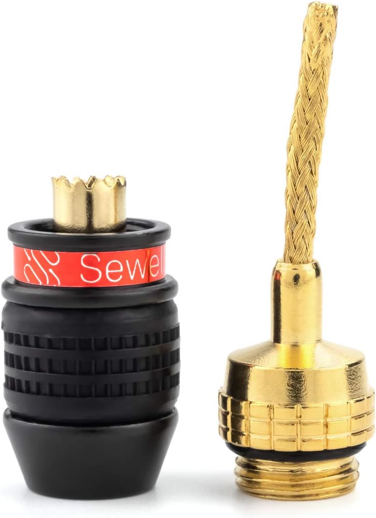 6 Pairs Gold Plated Sewell Deadbolt Flex Pin Banana Plugs for Spring Loaded Speaker Terminals