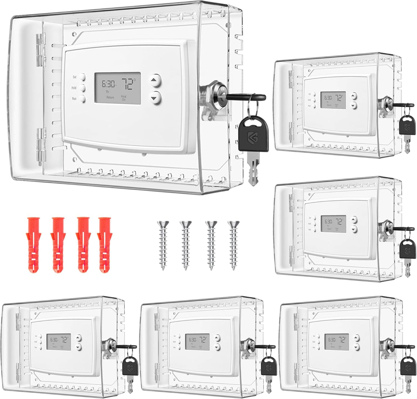 6 PCS Large Thermostat Lock Box with Key for Wall-Mounted Thermostats, AC Control Lockbox Cover, Fits 4" H x 6" W Devices or Smaller