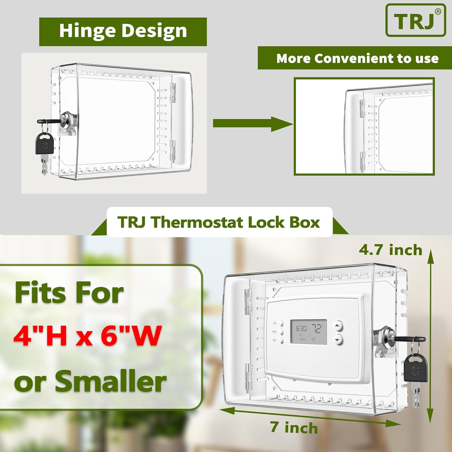 6 PCS Large Thermostat Lock Box with Key for Wall-Mounted Thermostats, AC Control Lockbox Cover, Fits 4" H x 6" W Devices or Smaller