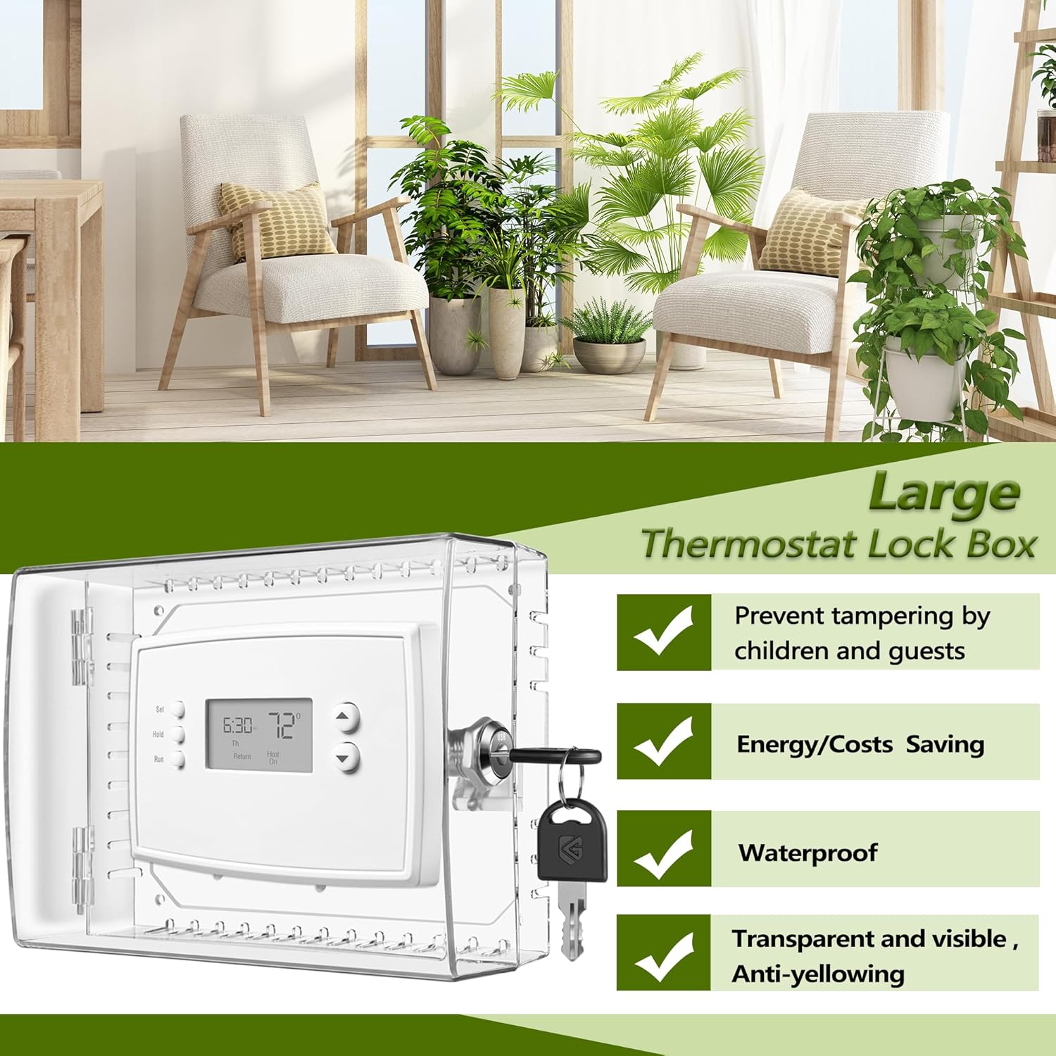 6 PCS Large Thermostat Lock Box with Key for Wall-Mounted Thermostats, AC Control Lockbox Cover, Fits 4" H x 6" W Devices or Smaller