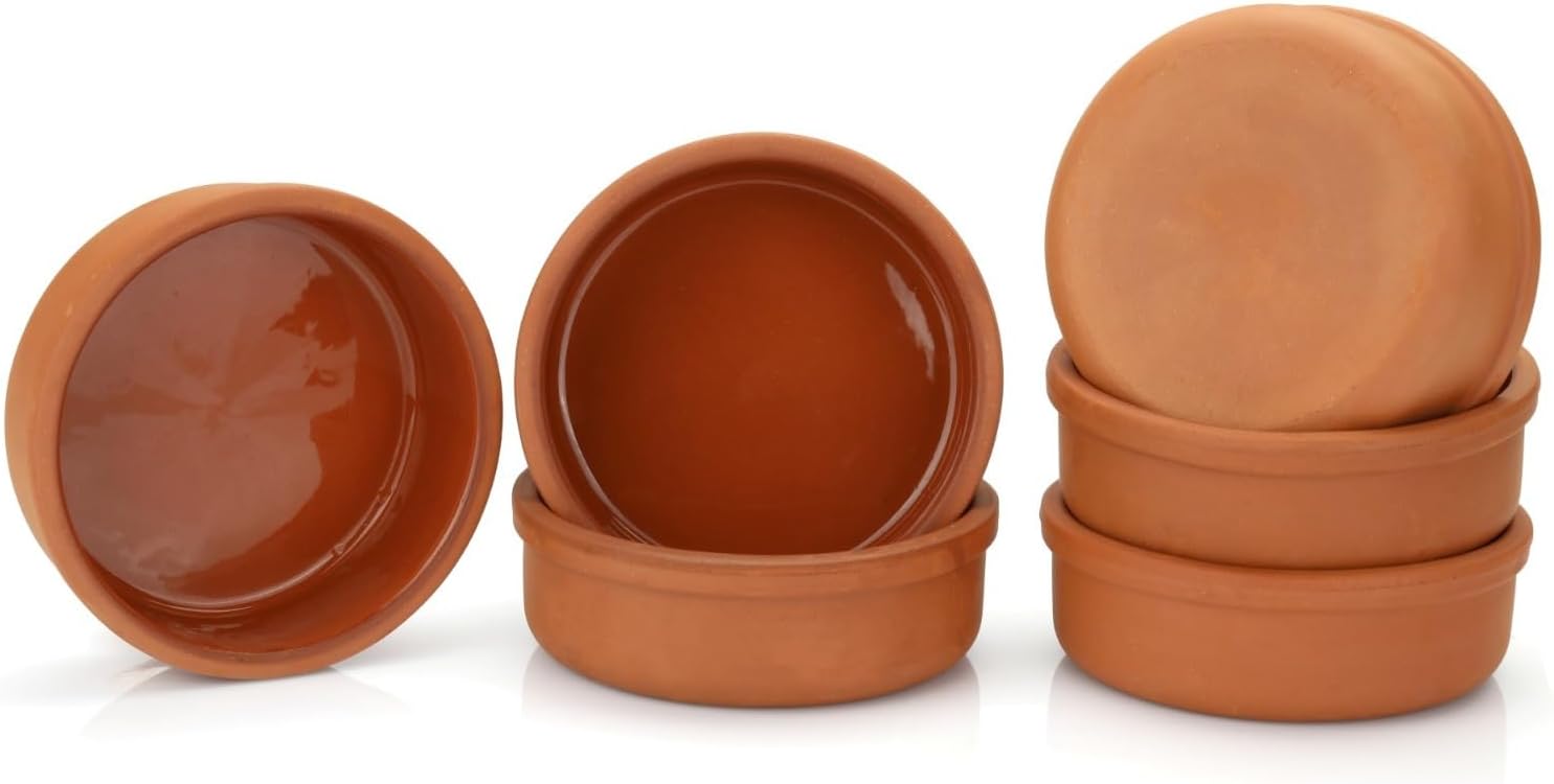 6-Piece Areste Mexican Clay Cookware Set - Terracotta Pots, Bowls, Plates, and Dishes - Premium Spanish Earthenware for Baking, Cooking, and Serving - Ideal for Turkish Cuisine - Cazuelas Cocina Mexicana