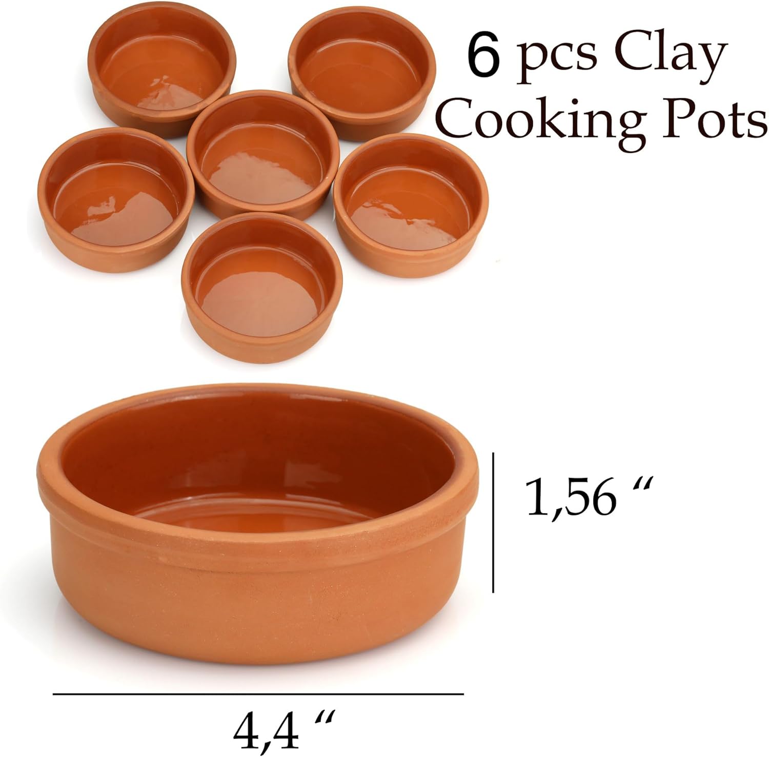 6-Piece Areste Mexican Clay Cookware Set - Terracotta Pots, Bowls, Plates, and Dishes - Premium Spanish Earthenware for Baking, Cooking, and Serving - Ideal for Turkish Cuisine - Cazuelas Cocina Mexicana
