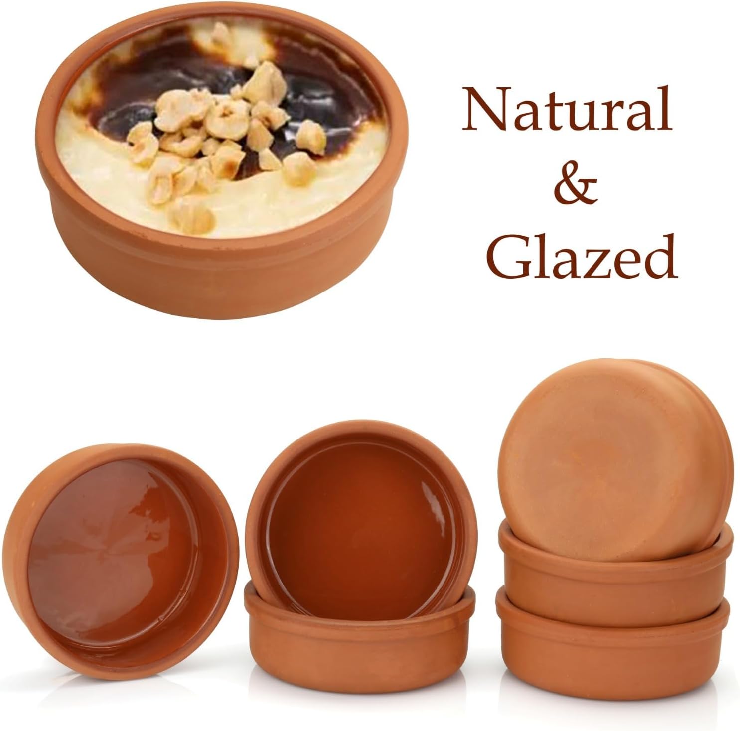 6-Piece Areste Mexican Clay Cookware Set - Terracotta Pots, Bowls, Plates, and Dishes - Premium Spanish Earthenware for Baking, Cooking, and Serving - Ideal for Turkish Cuisine - Cazuelas Cocina Mexicana