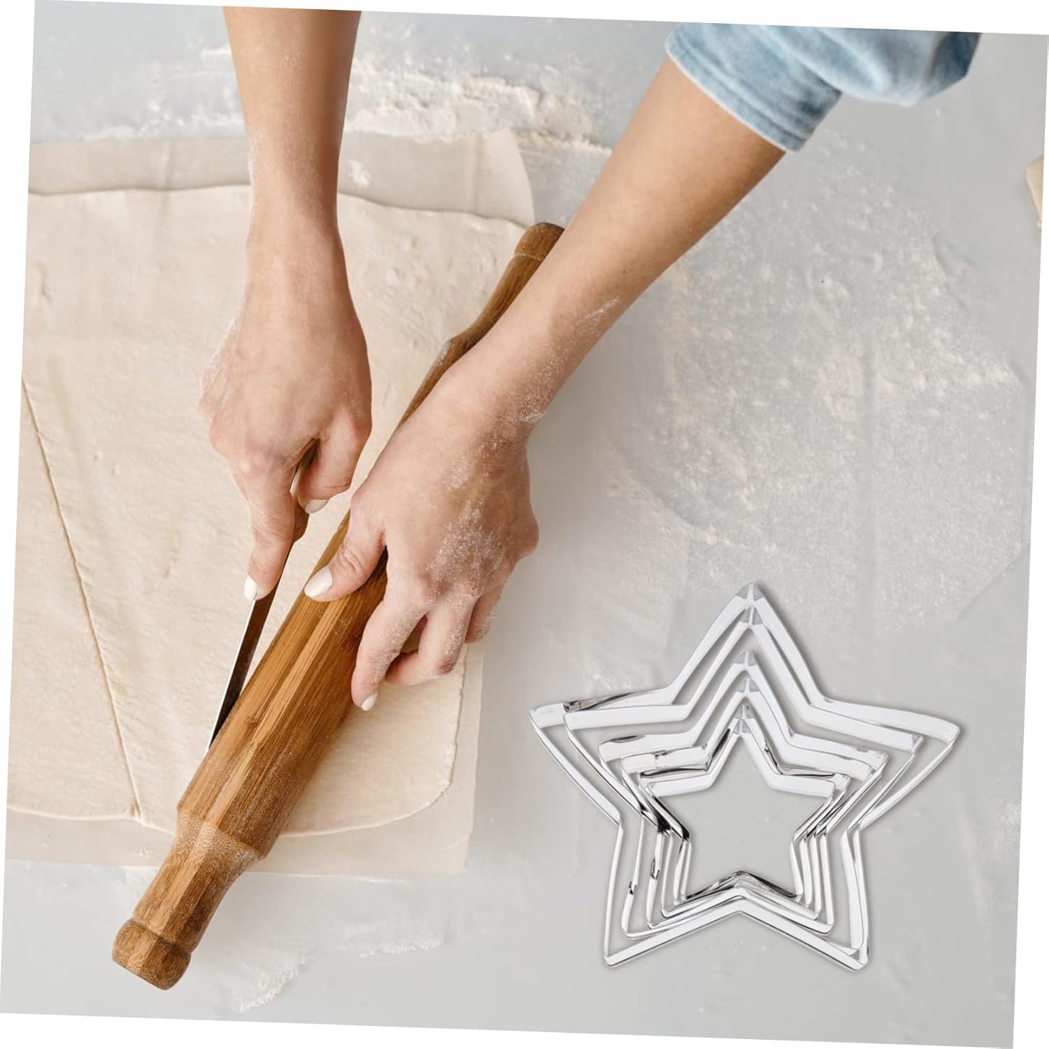 6-Piece Biscuit Molds Set with 5 Cookie Cutters - Essential Baking Accessories for Creative Cookies and Pastries