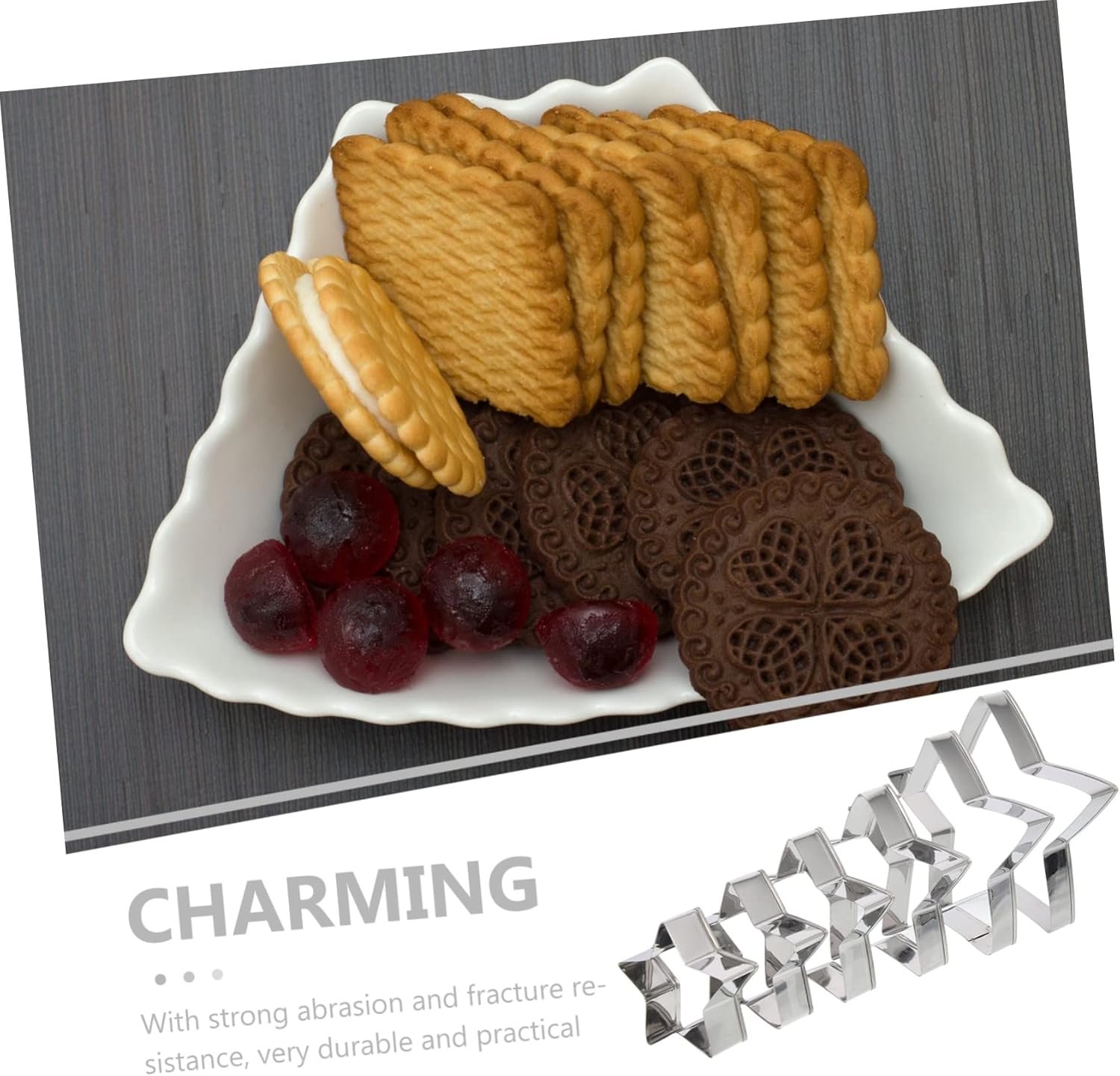 6-Piece Biscuit Molds Set with 5 Cookie Cutters - Essential Baking Accessories for Creative Cookies and Pastries