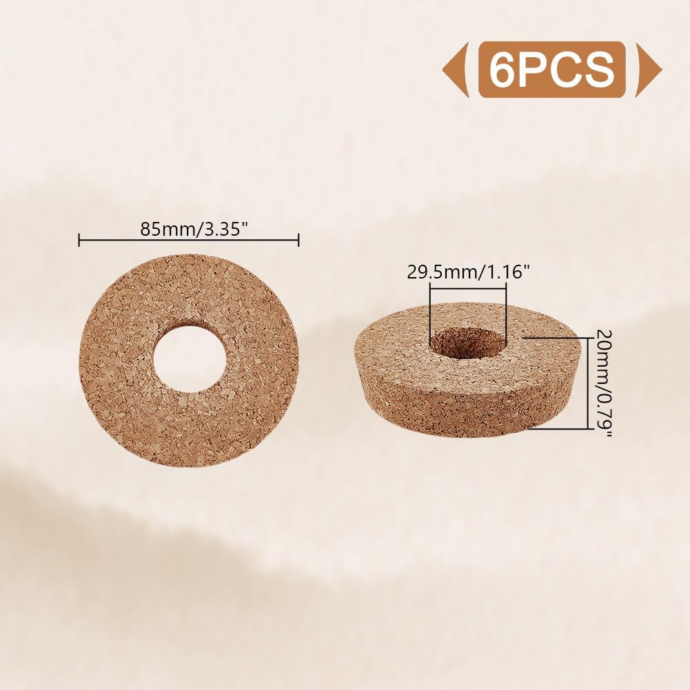 6-Piece Cork Lids Set for 3.5 Inch Glass Planters - Hydroponic Plant Cork Stoppers with Center Hole for Centerpieces & Propagation