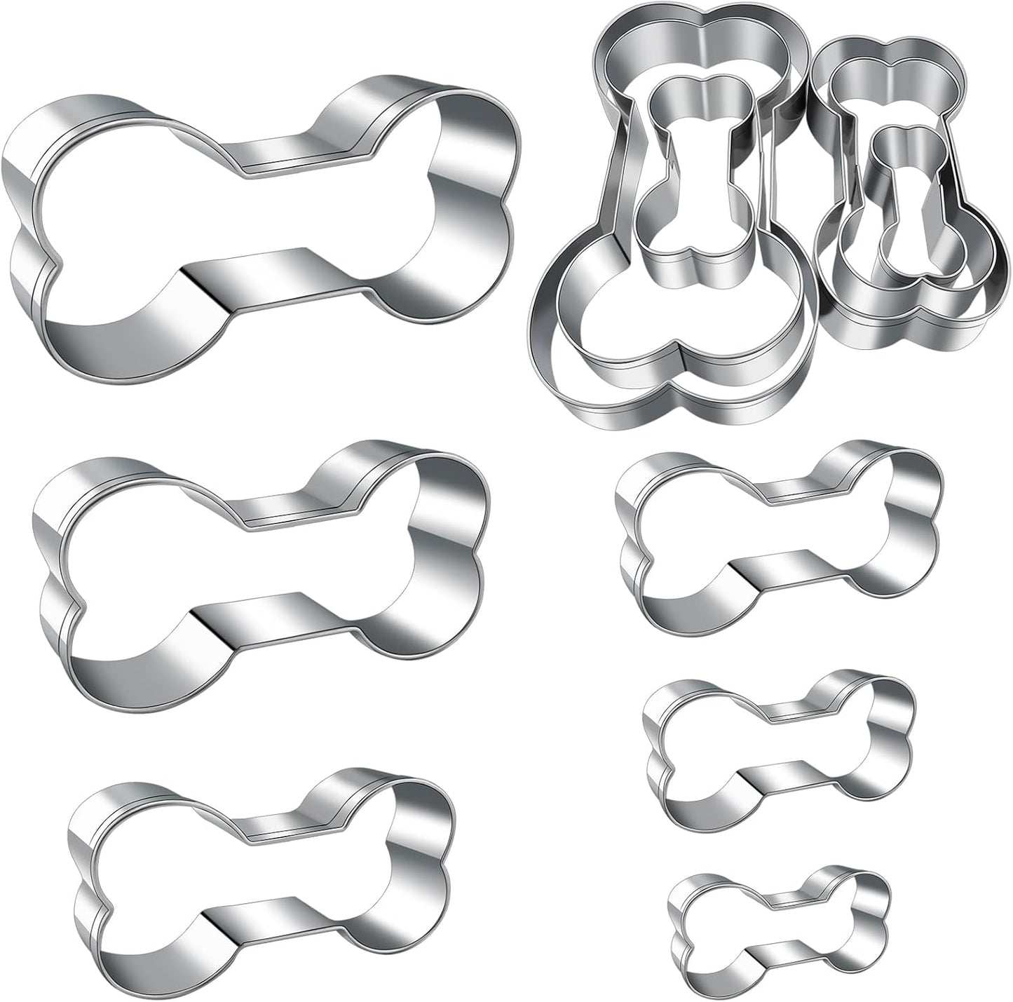 6-Piece Dog Cookie Cutter Set for Homemade Treats and Baking - Mini, Small, Medium, Big Sizes