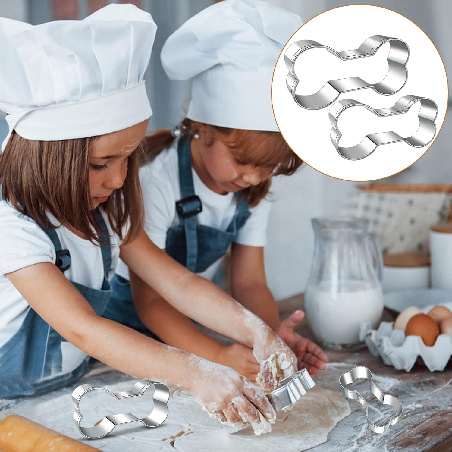 6-Piece Dog Cookie Cutter Set for Homemade Treats and Baking - Mini, Small, Medium, Big Sizes