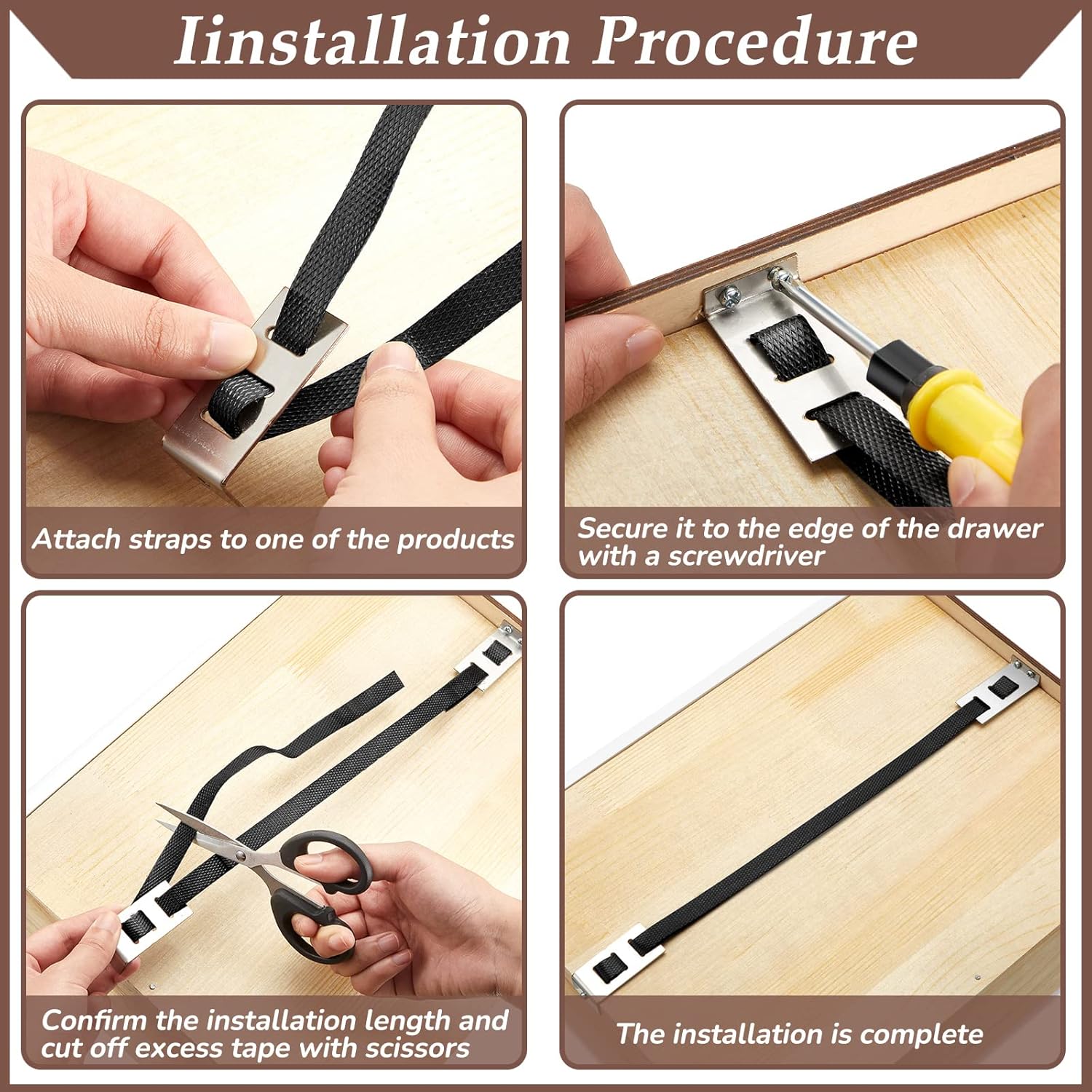 6-Piece Dunzy Drawer Repair Kit with Support Brackets and Screws - Reinforce & Repair Sagging Wood Drawers
