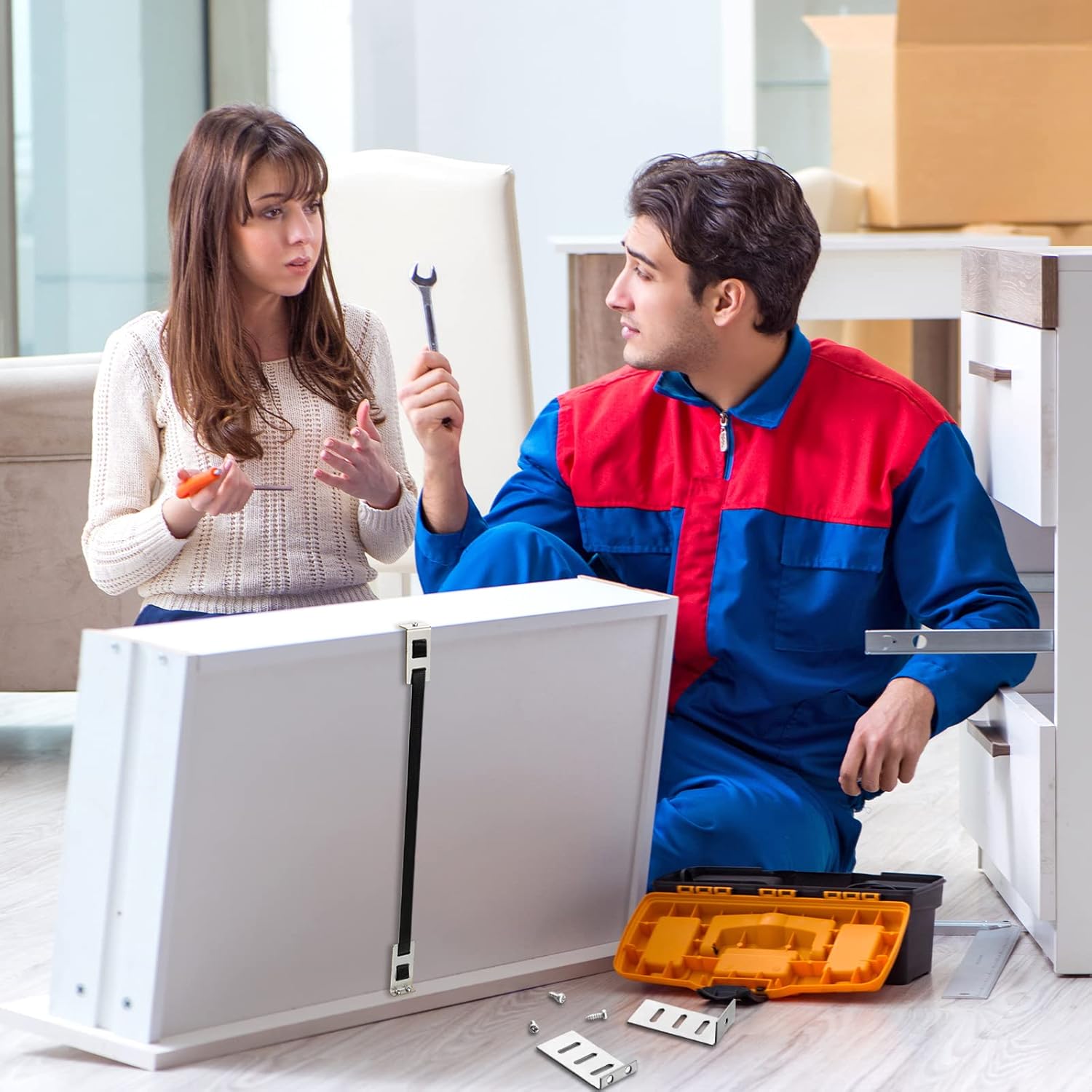 6-Piece Dunzy Drawer Repair Kit with Support Brackets and Screws - Reinforce & Repair Sagging Wood Drawers