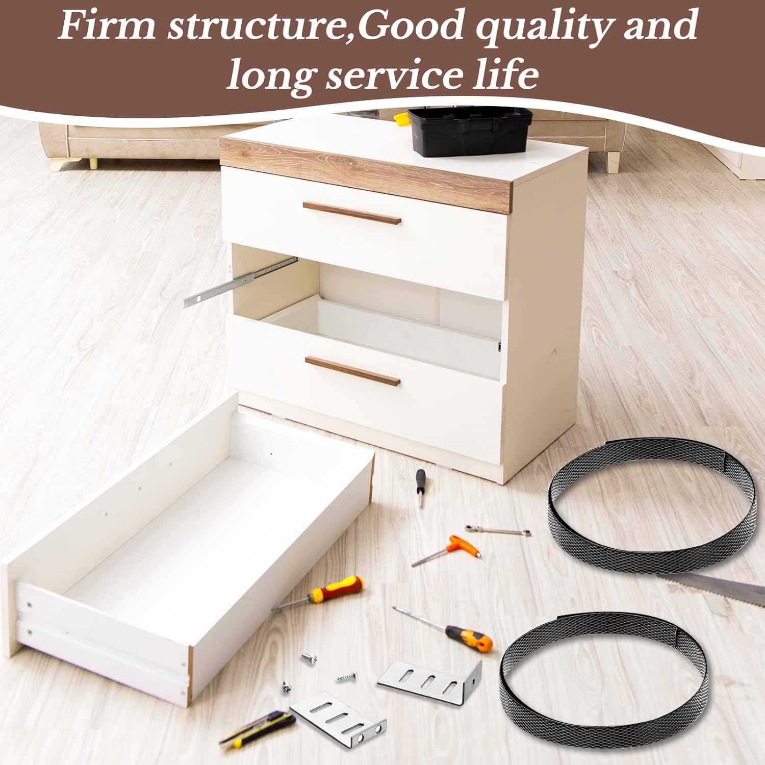 6-Piece Dunzy Drawer Repair Kit with Support Brackets and Screws - Reinforce & Repair Sagging Wood Drawers