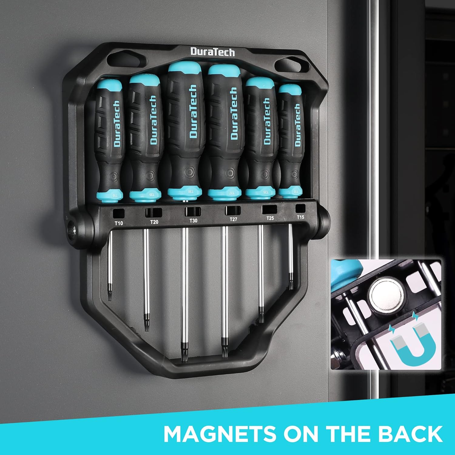 6-Piece Magnetic Torx Screwdriver Set with Rotating Storage Rack and Soft Handle - DURATECH Screw Driver Kit for Fastening and Loosening