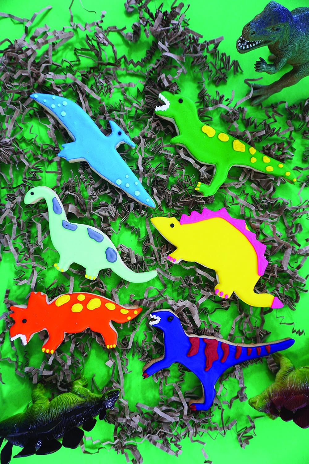 6-Piece Set of Dinosaur Cookie Cutters, Including Brontosaurus, Pterodactyl, Velociraptor, T-Rex, Stegosaurus, Triceratops by R&M International