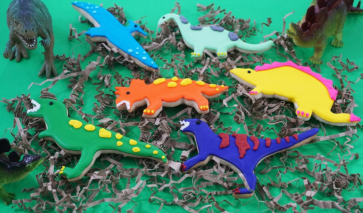 6-Piece Set of Dinosaur Cookie Cutters, Including Brontosaurus, Pterodactyl, Velociraptor, T-Rex, Stegosaurus, Triceratops by R&M International