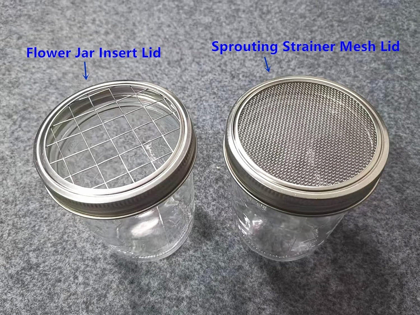 6-Piece Stainless Steel Wide Mouth Mesh Strainer Sprouting Lids for Canning Jars - Seed Sprouting & Salad Sprouts Kit