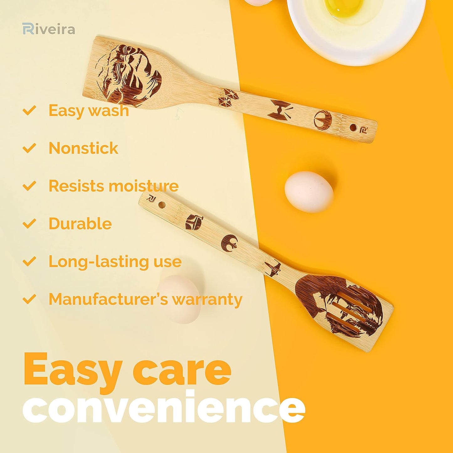 6-Piece Star Wars Wooden Spoons Set for Cooking Utensils - Fun Kitchen Gift for Housewarming - Nonstick Utensils for Men and Women