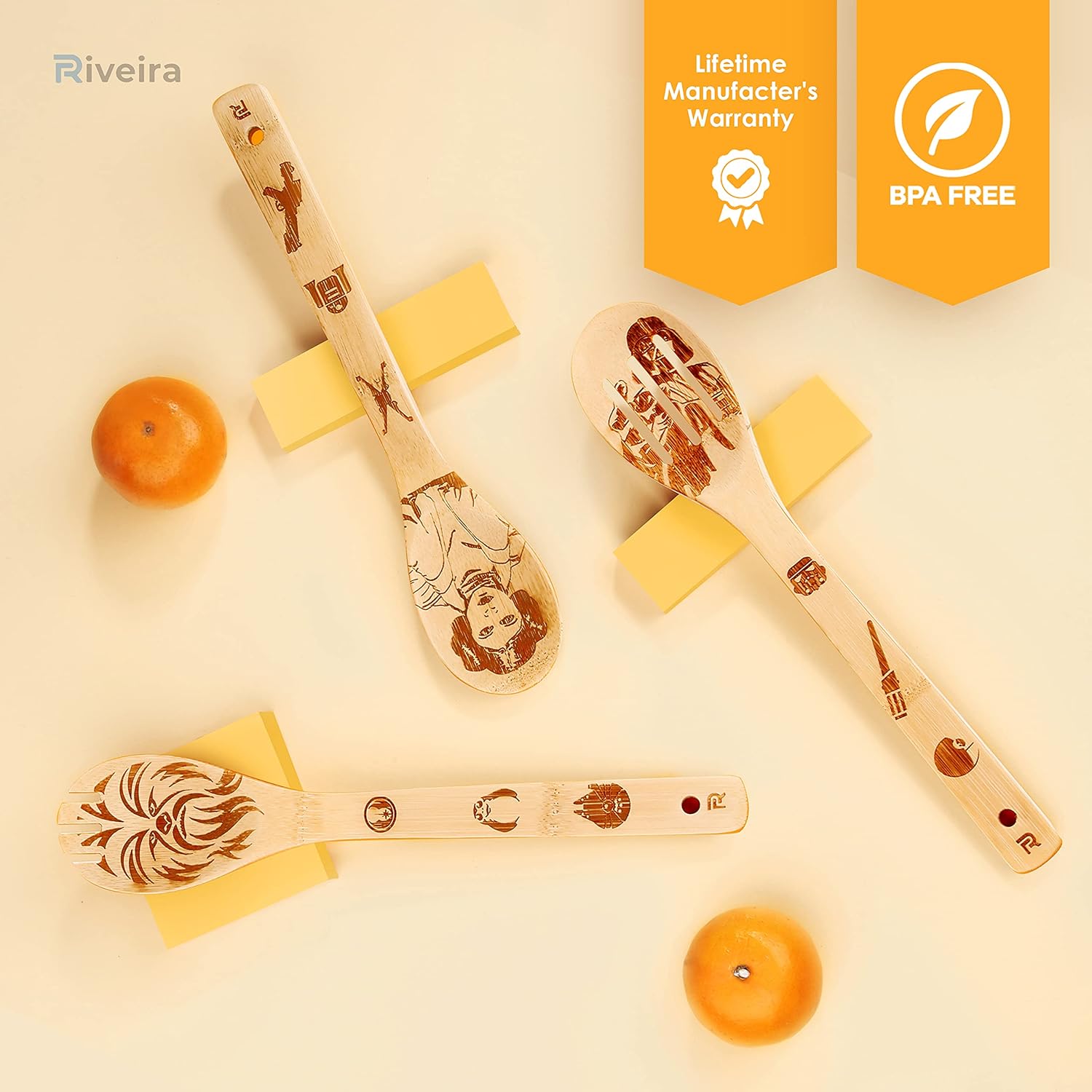 6-Piece Star Wars Wooden Spoons Set for Cooking Utensils - Fun Kitchen Gift for Housewarming - Nonstick Utensils for Men and Women