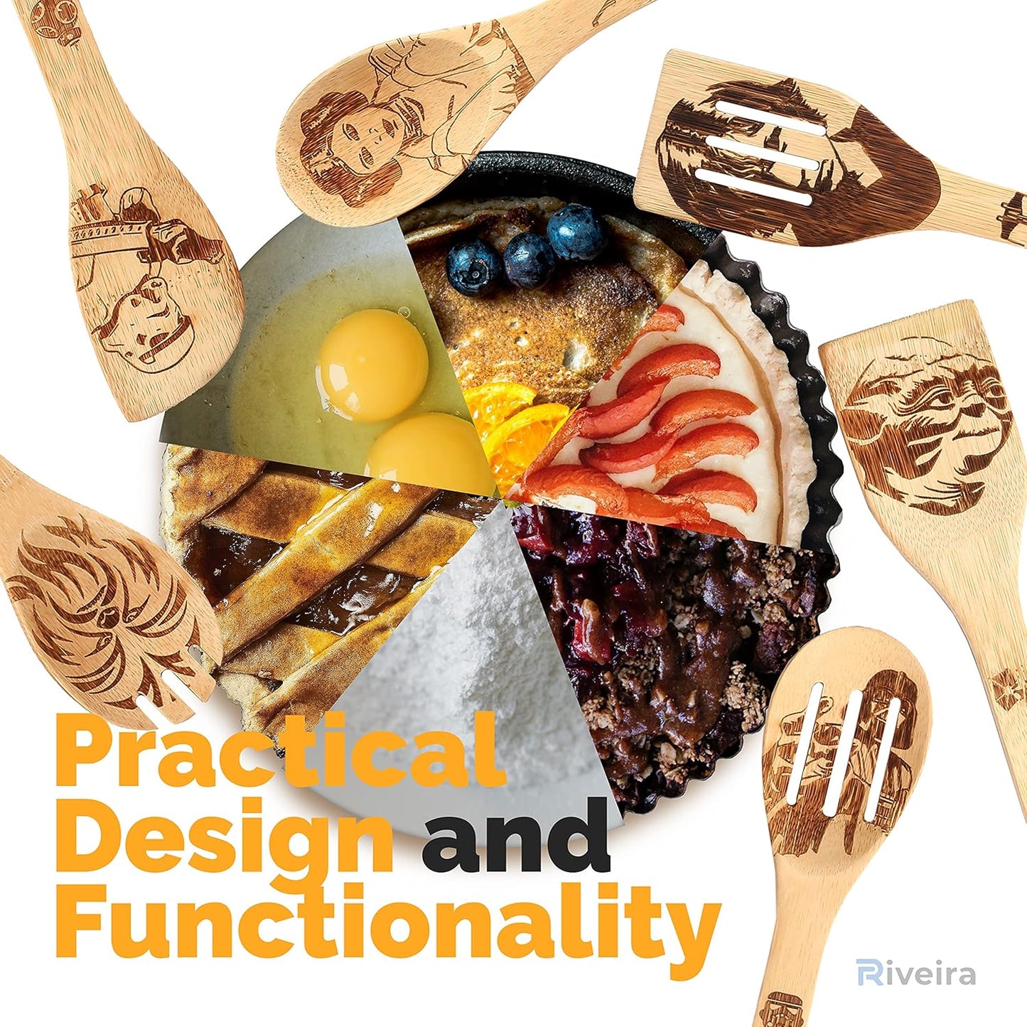 6-Piece Star Wars Wooden Spoons Set for Cooking Utensils - Fun Kitchen Gift for Housewarming - Nonstick Utensils for Men and Women