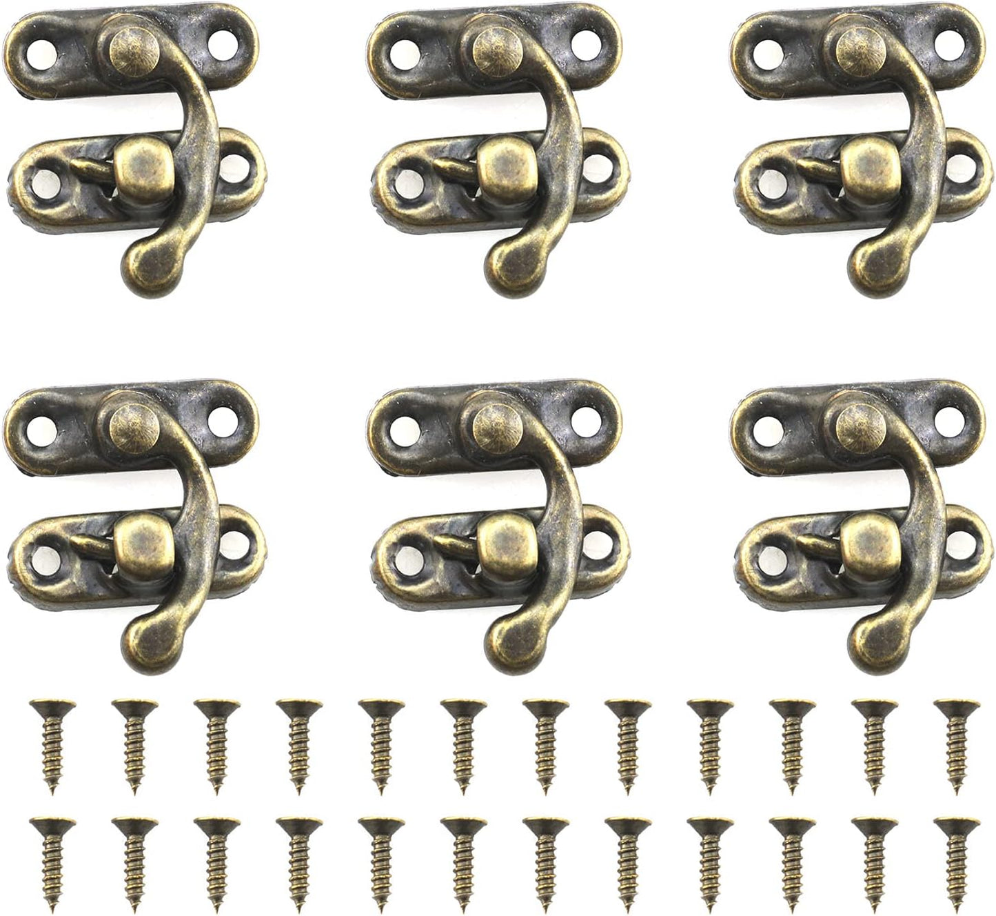6-Piece Vintage Style Swing Arm Clasp Latch Set with Screws - Perfect for Suitcases and Jewelry Boxes