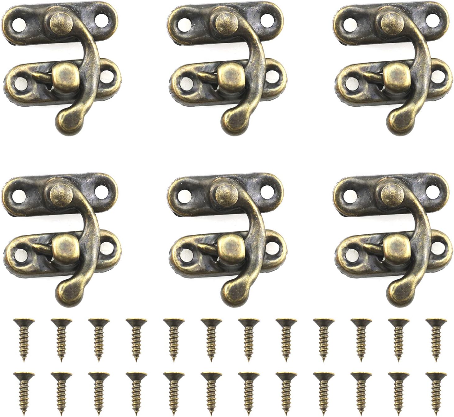 6-Piece Vintage Style Swing Arm Clasp Latch Set with Screws - Perfect for Suitcases and Jewelry Boxes