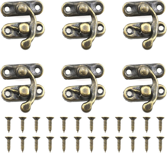 6-Piece Vintage Style Swing Arm Clasp Latch Set with Screws - Perfect for Suitcases and Jewelry Boxes