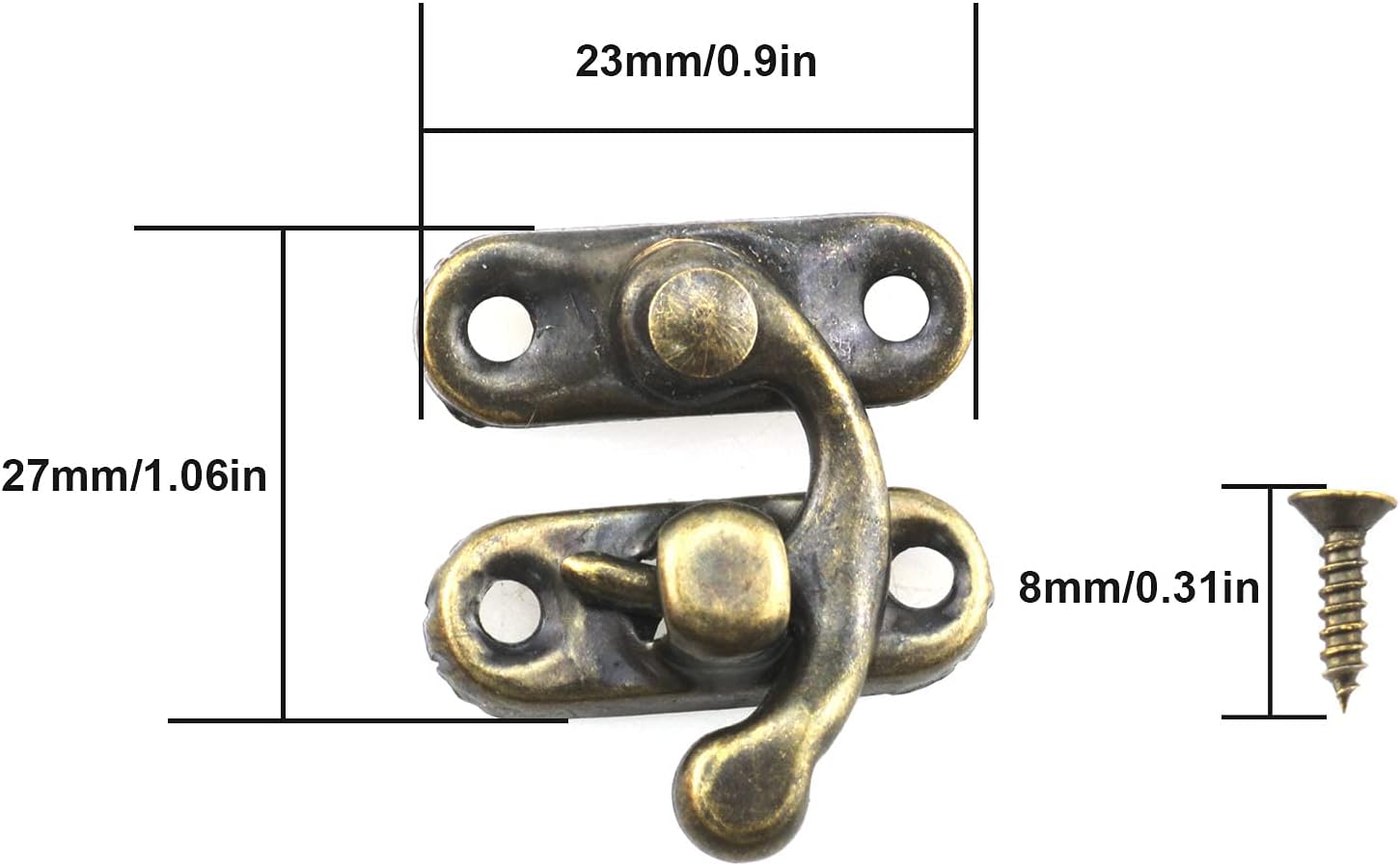 6-Piece Vintage Style Swing Arm Clasp Latch Set with Screws - Perfect for Suitcases and Jewelry Boxes
