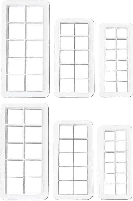6-Piece White Square Cookie Cutter Set for Cake Decorating - Geometric Multicutter Fondant Cutter - Easy to Use and Store Square Biscuit Cutters for Baking