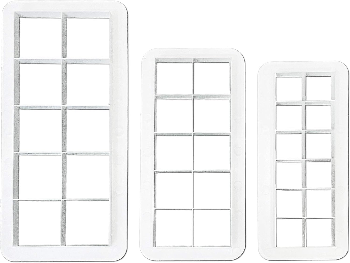 6-Piece White Square Cookie Cutter Set for Cake Decorating - Geometric Multicutter Fondant Cutter - Easy to Use and Store Square Biscuit Cutters for Baking