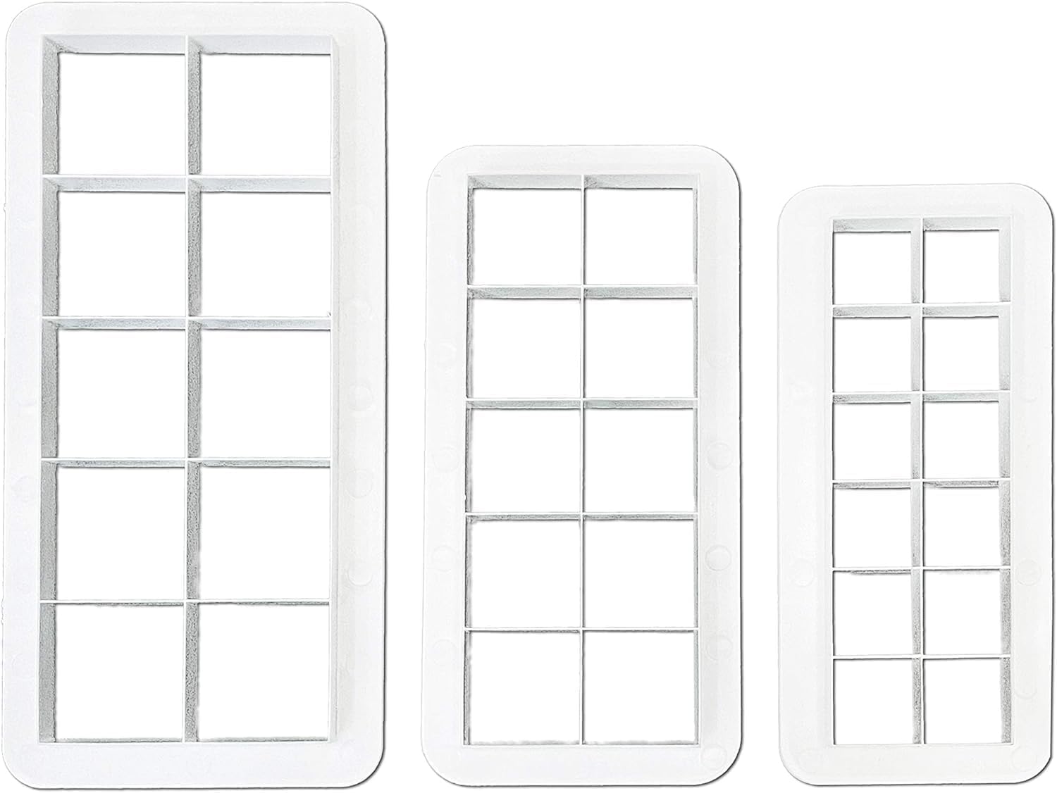 6-Piece White Square Cookie Cutter Set for Cake Decorating - Geometric Multicutter Fondant Cutter - Easy to Use and Store Square Biscuit Cutters for Baking