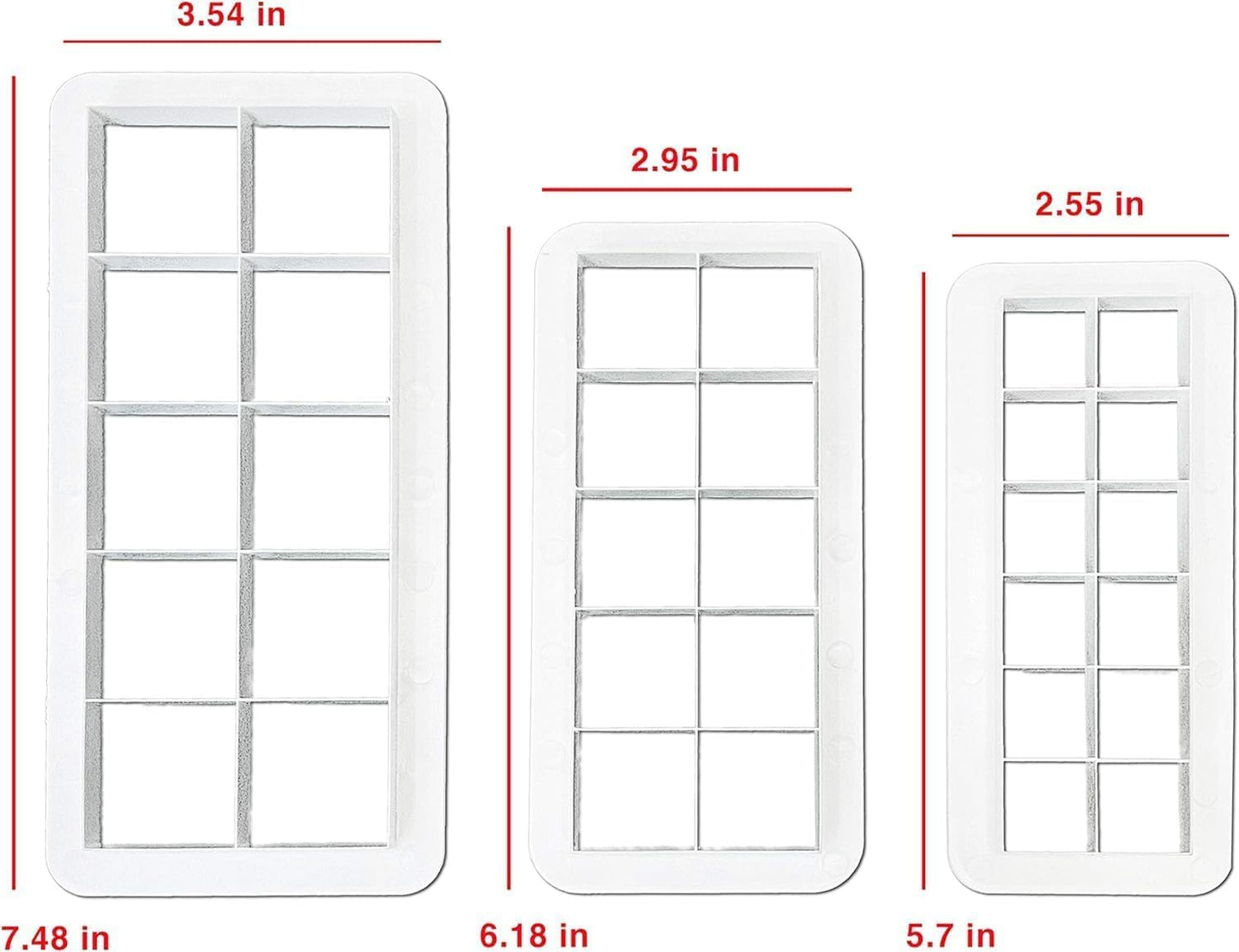 6-Piece White Square Cookie Cutter Set for Cake Decorating - Geometric Multicutter Fondant Cutter - Easy to Use and Store Square Biscuit Cutters for Baking