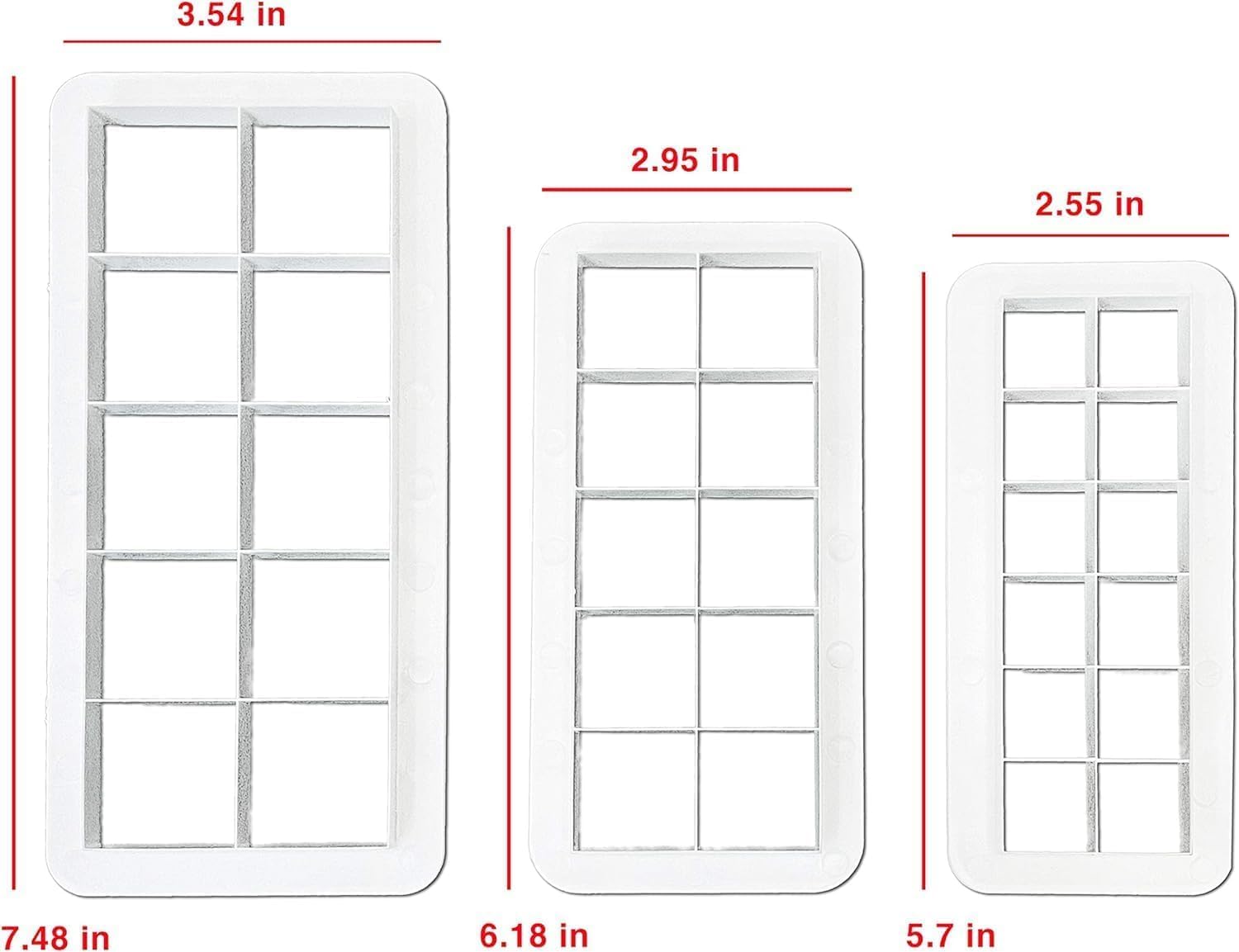6-Piece White Square Cookie Cutter Set for Cake Decorating - Geometric Multicutter Fondant Cutter - Easy to Use and Store Square Biscuit Cutters for Baking