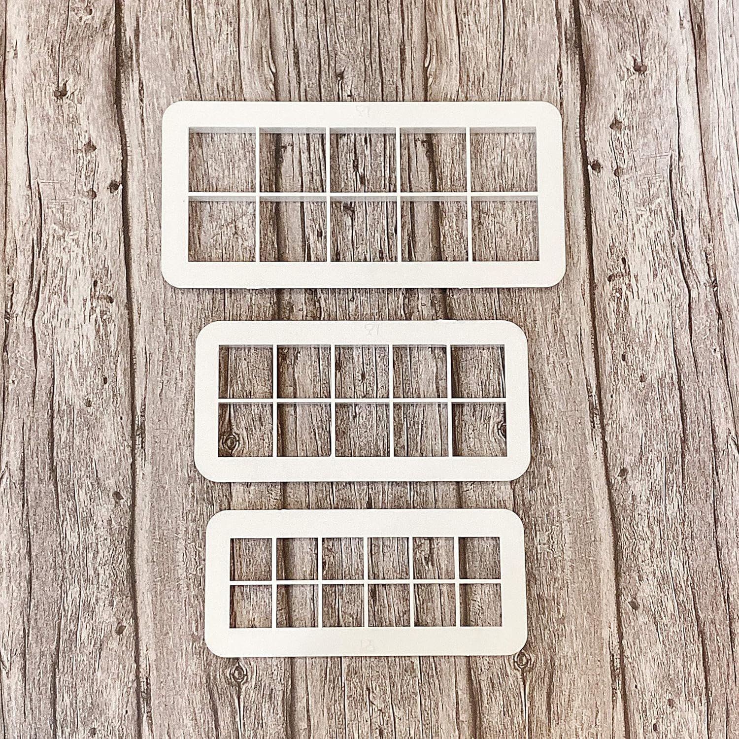 6-Piece White Square Cookie Cutter Set for Cake Decorating - Geometric Multicutter Fondant Cutter - Easy to Use and Store Square Biscuit Cutters for Baking