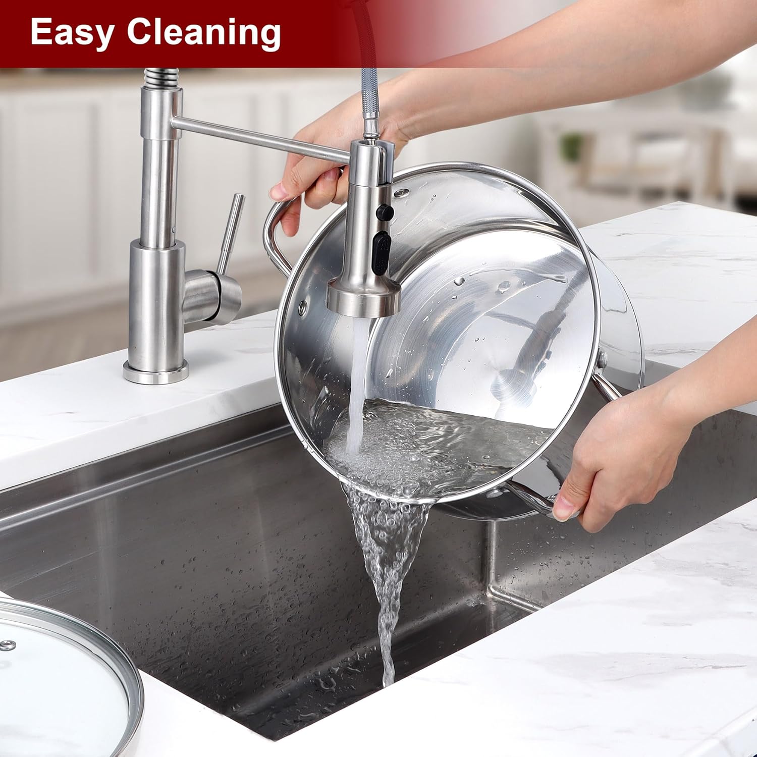 6 QT Stainless Steel Stock Pot with Glass Lid, Non-toxic Tri-ply Base Cookware for Induction Cooktops, Dishwasher Safe