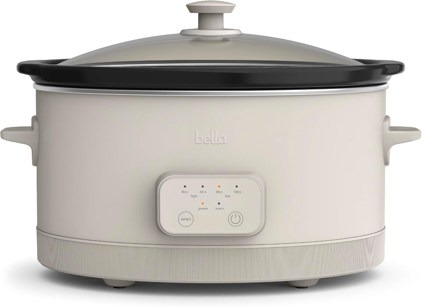 6 Quart Bella Slow Cooker with EverGood™ Ceramic Coating, Adjustable Temp & Time, Dishwasher Safe Pot & Lid, Tangle-Free Cord Wrap - Oatmilk Color