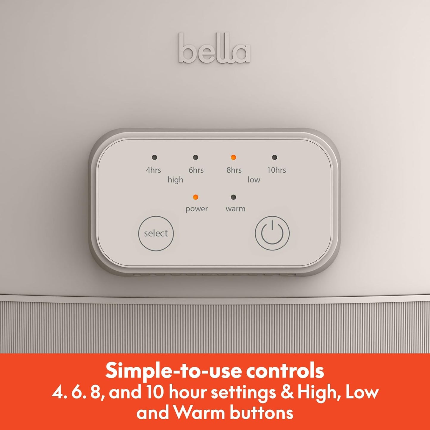 6 Quart Bella Slow Cooker with EverGood™ Ceramic Coating, Adjustable Temp & Time, Dishwasher Safe Pot & Lid, Tangle-Free Cord Wrap - Oatmilk Color