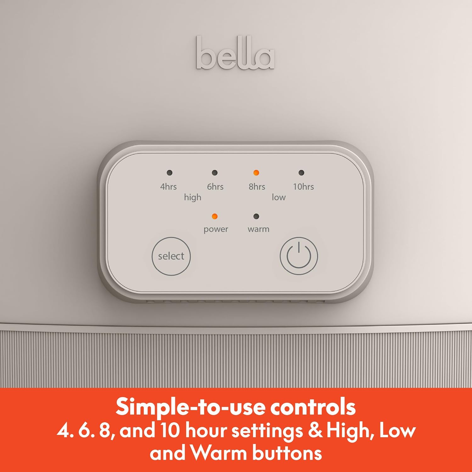 6 Quart Bella Slow Cooker with EverGood™ Ceramic Coating, Adjustable Temp & Time, Dishwasher Safe Pot & Lid, Tangle-Free Cord Wrap - Oatmilk Color