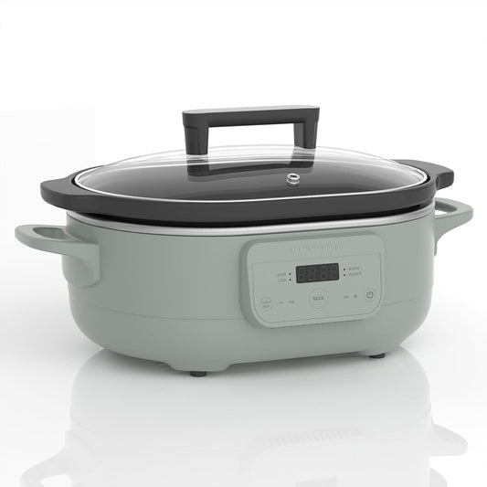 6 Quart Programmable Slow Cooker with Removable Nonstick Pot - Ideal for Family Meals - Serves 6+ - Keep Warm Feature - Olive Color