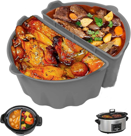 6 Quart Silicone Crock Pot Divider - Reusable Liners for Slow Cooker - Fits Most 6-7 Qt Crock Pots - Dishwasher Safe & BPA Free