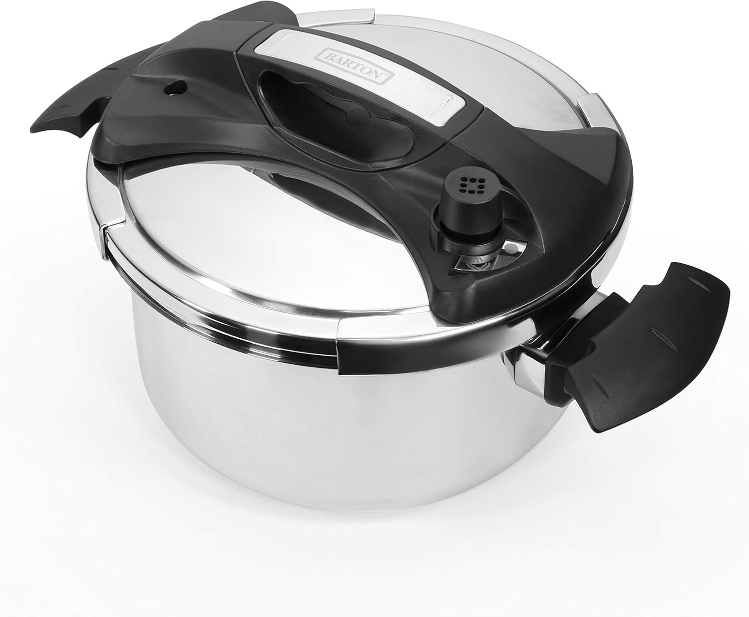 6 Quart Turbo Pressure Cooker Stovetop - Easy-Lock Lid, Stainless Steel, Recipe Book - Barton 6QT