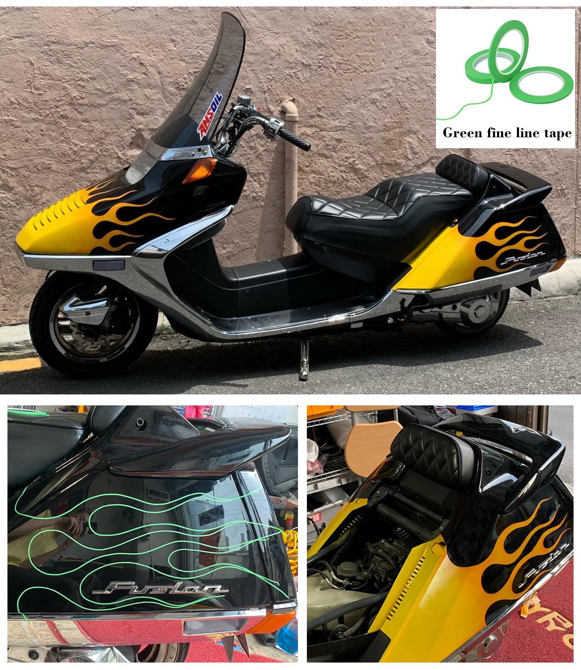 6 Rolls of JINBING High-Temp Green Fine Line Masking Tape for Automotive Paint - 1/16" and 1/8" Widths, Ideal for Curves